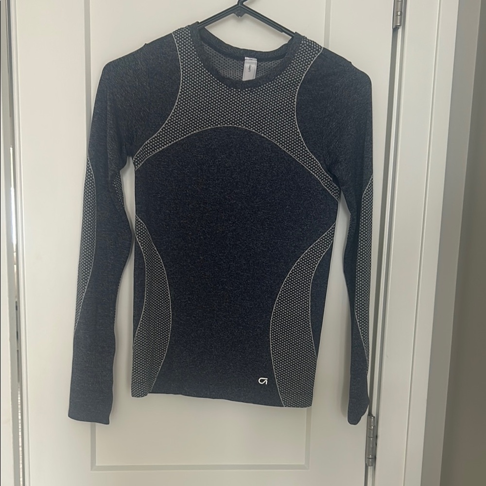 Black and Gray Long Sleeve Athletic Top
